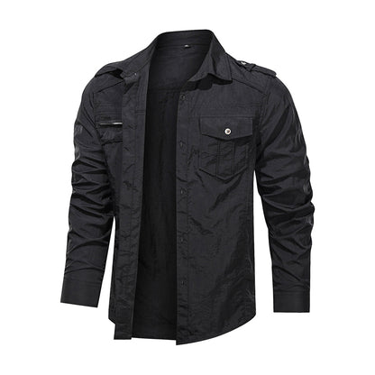 Men Shirt Outwear Military Thin Long Sleeve Quick Dry Solid Casual Fit Men Shirt