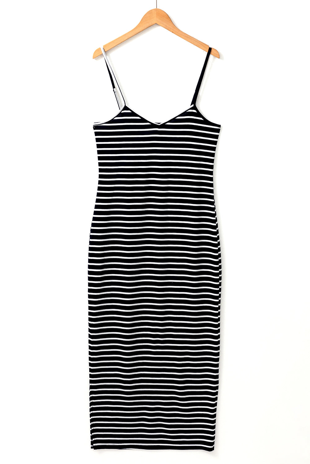 Black Striped Split Pencil Dress