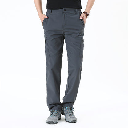 All Seasons Men Cargo Pants Solid Outdoor Casual Elastic Pants