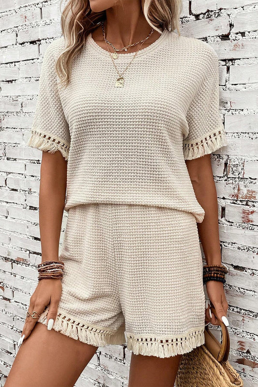 Beige short two-piece garment