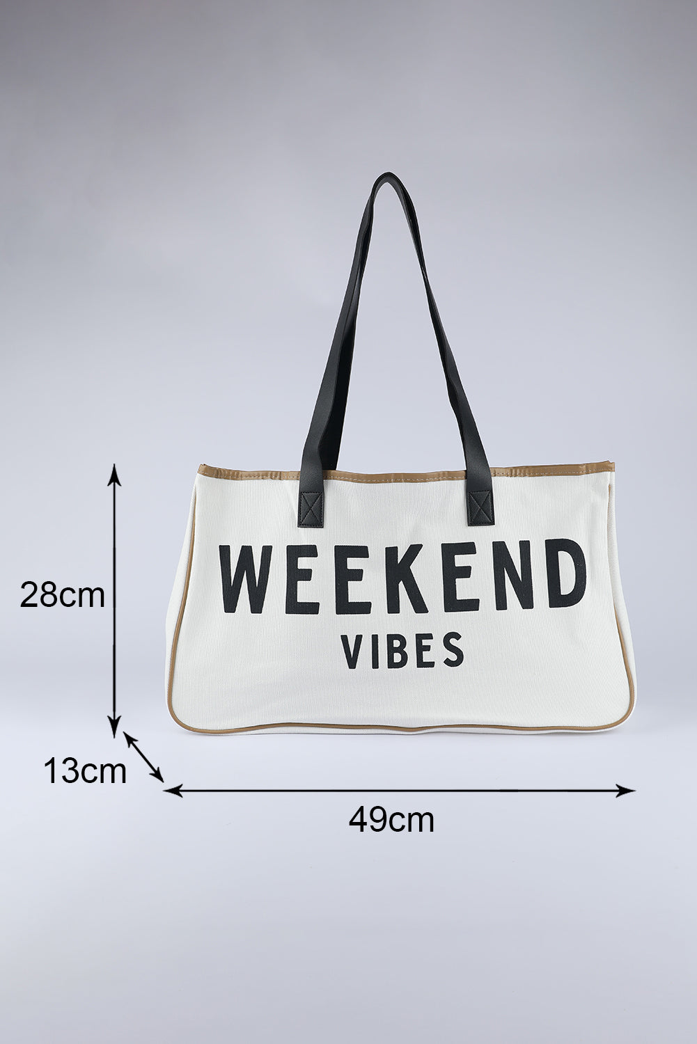 Weiße WEEKEND VIBES Canvas-Strandtasche