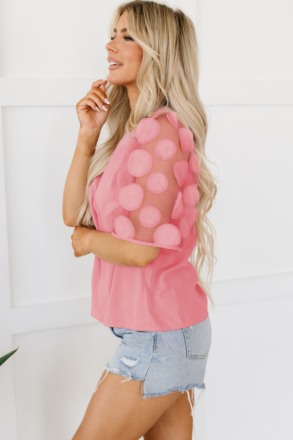 Roze mesh blouse