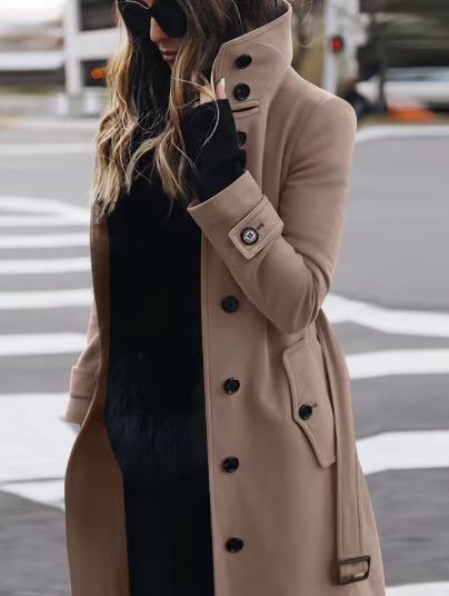 New slim fit wool coat for fall and winter - women's coat