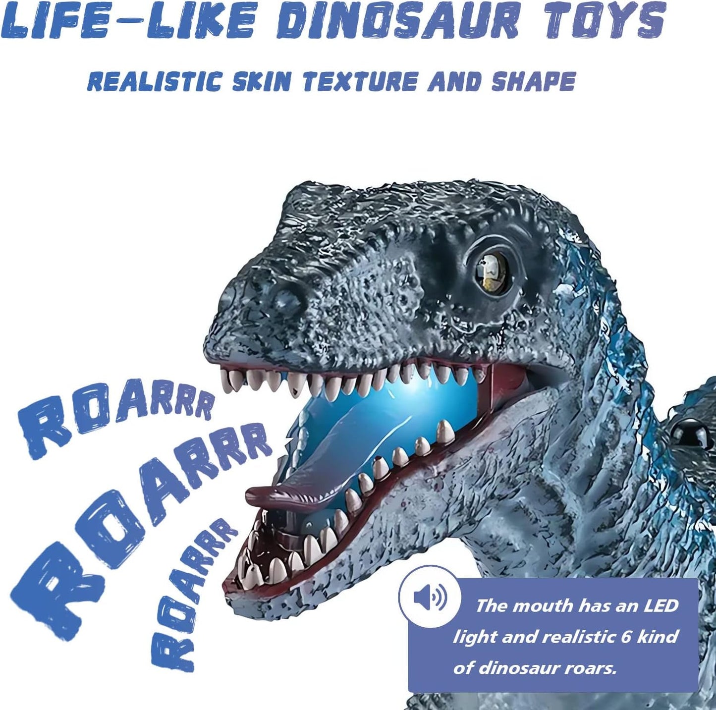 Remote Control Dinosaur Toys, Electric Walking Dinosaur Toy For Boys, Jurassic Velociraptor Toys With Realistic Simulation Sounds And Light For 3-7 Years Kids Gifts-Gray 