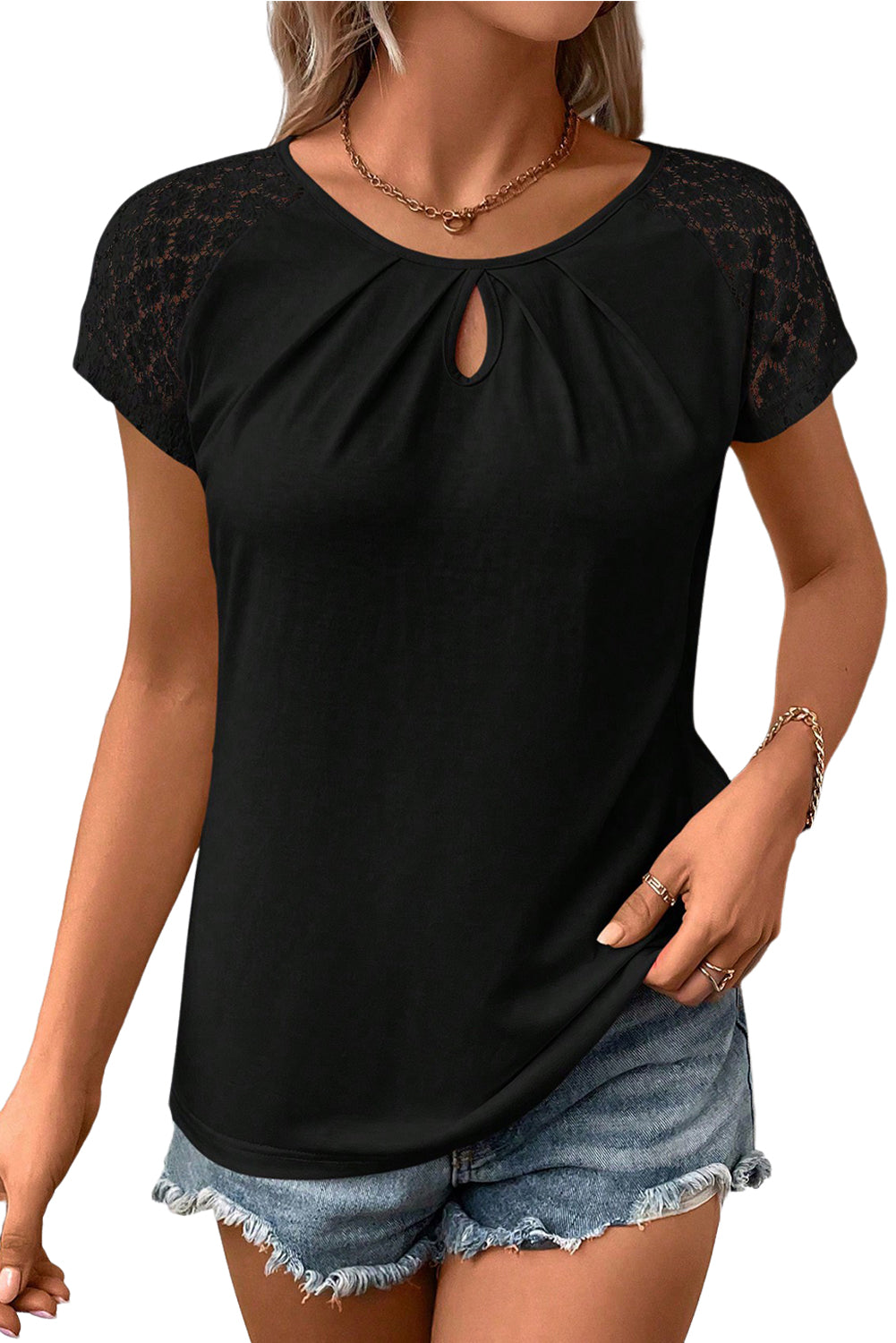 Zwarte top Lace Sleeve