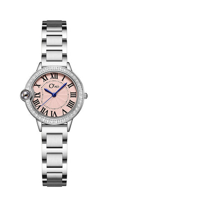 Dames Horloge met Stalen Band en Diamanten