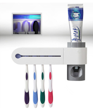 2-in-1 UV Tandenborstelhouder met Desinfectie en Automatische Tandpastahouder – Complete Set voor Tandenborstel Reiniging en Hygiëne