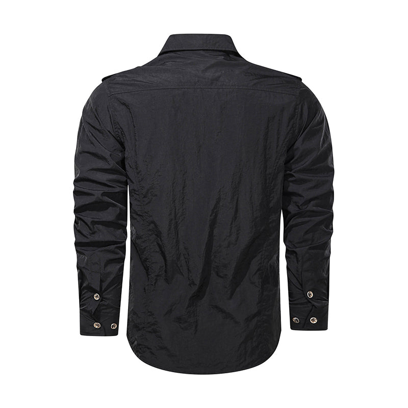 Men Shirt Outwear Military Thin Long Sleeve Quick Dry Solid Casual Fit Men Shirt