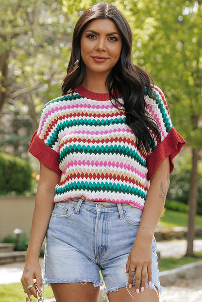 Fiery red finished ruffle sweater