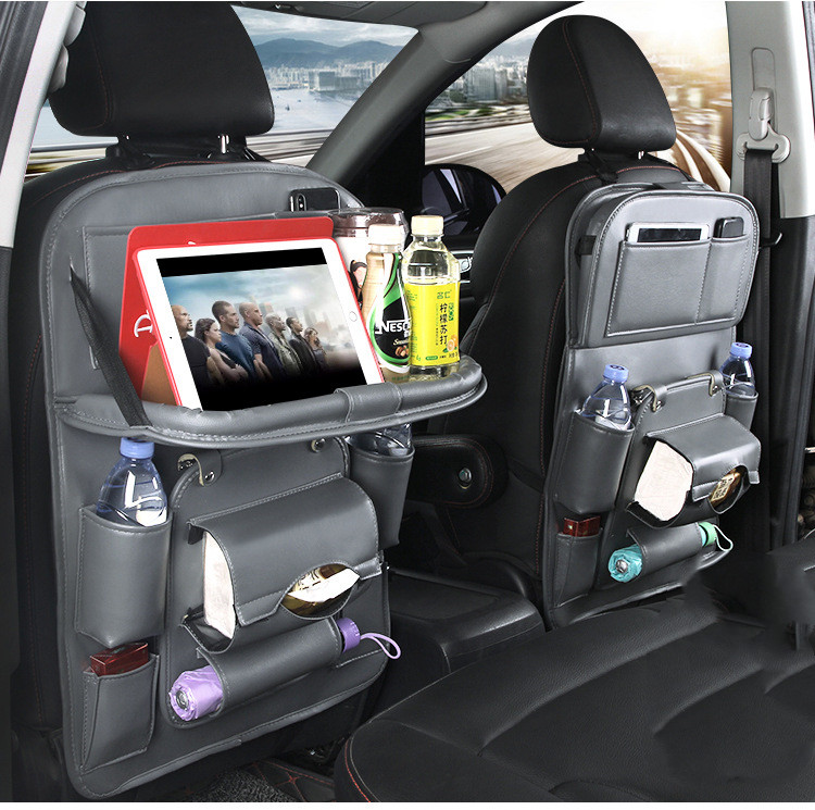 PU Leren Auto Organizer – Multifunctionele Waterdichte Stoelrug Organizer met Ophangbare Lade voor Auto-interieur