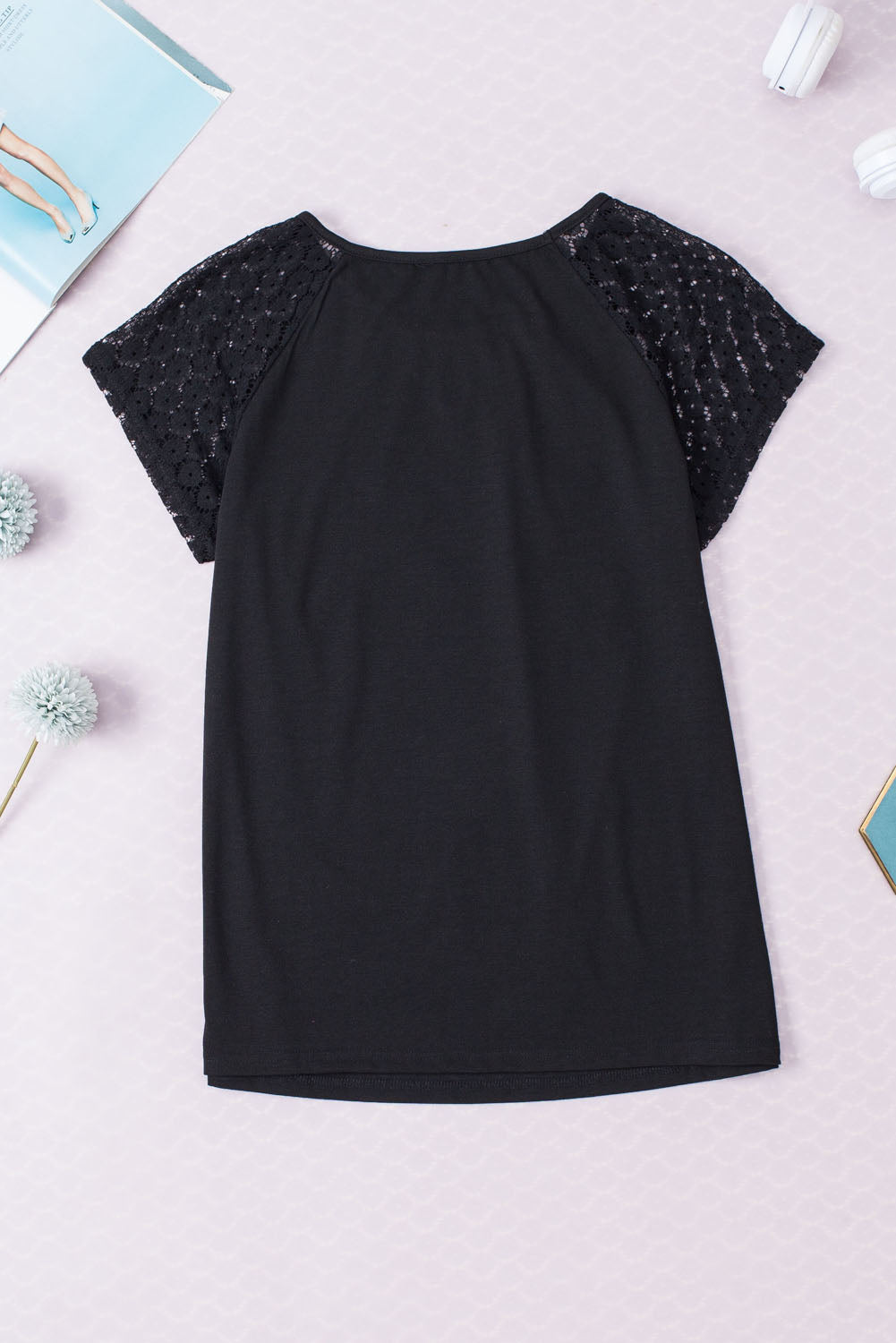 Zwarte top Lace Sleeve