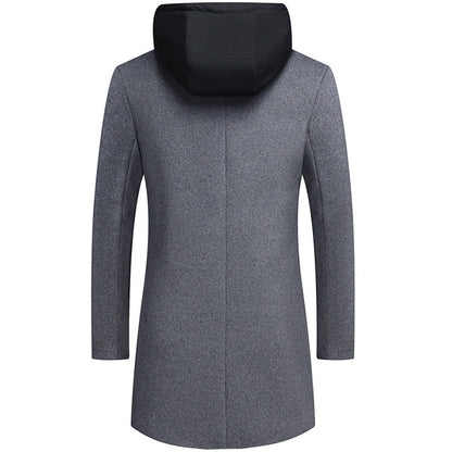 Casual Woolen Men's Coat Long | Ideal for Autumn and Winter