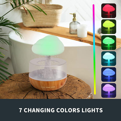 2-in-1 Desk Humidifier Rain Cloud Aromatherapy Essential Oil Zen Diffuser &amp; Raining Cloud Night Light Mushroom Lamp