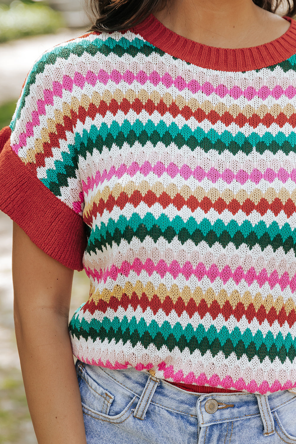 Fiery red finished ruffle sweater