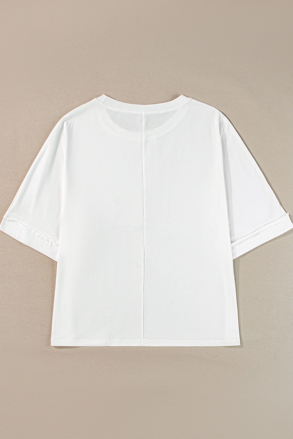 White MAMA T-shirt with chenille patches and round neckline