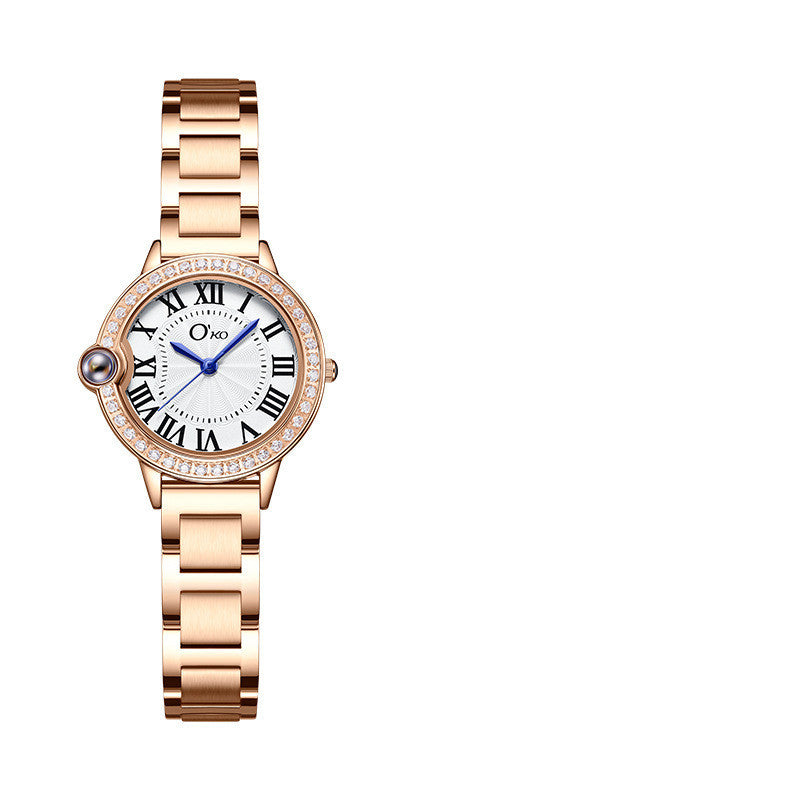 Dames Horloge met Stalen Band en Diamanten