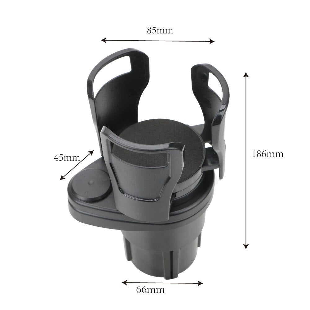 2-in-1 Double Cup Holder – Space-saving, 360° rotatable base, safe storage