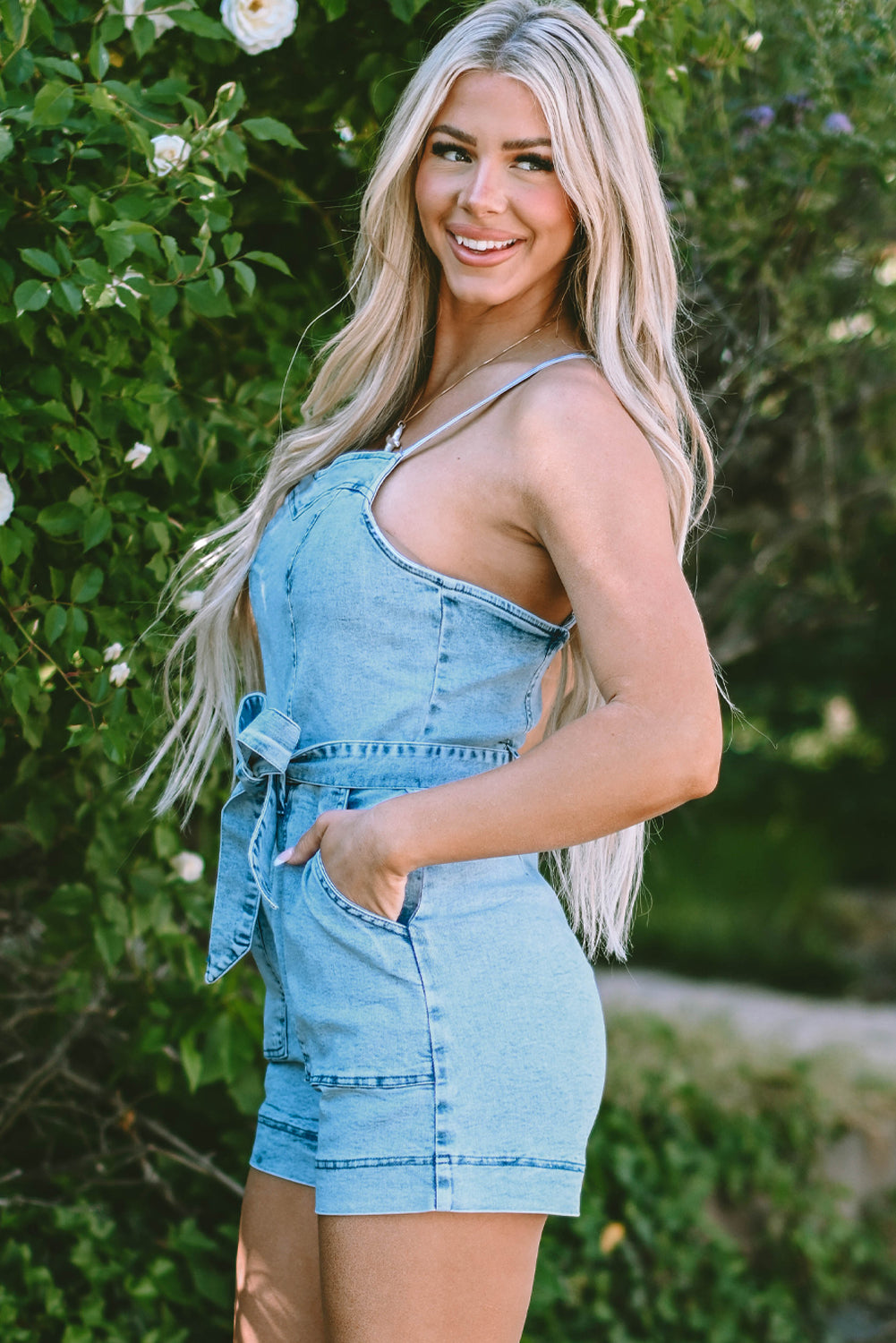 Beau blue denim romper