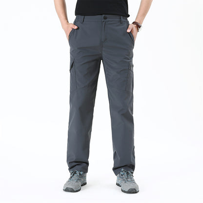 All Seasons Men Cargo Pants Solid Outdoor Casual Elastic Pants