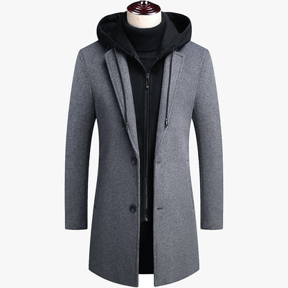 Casual Woolen Men's Coat Long | Ideal for Autumn and Winter