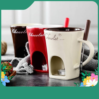 Fondue Mug Set: Persoonlijke Mini Fondue Potten voor Chocolade, Kaas, IJs & Boter – Individuele Fondue Maker en Warmer – Essentiële Keuken Gadgets