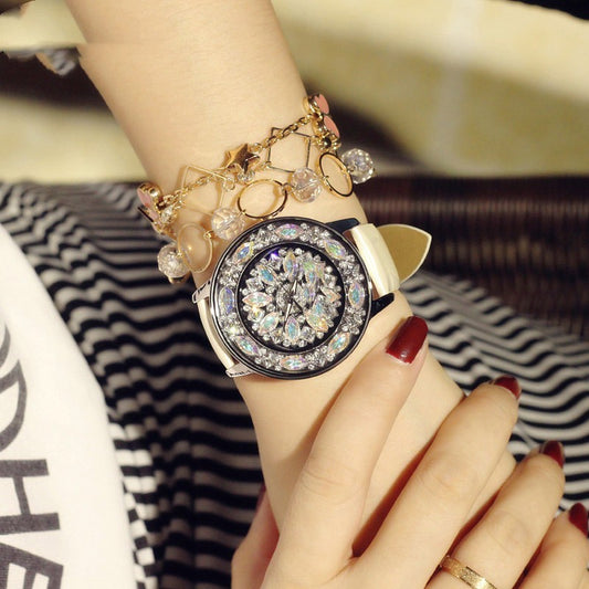 Luxury British Style Waterproof Ladies Watch with Diamonds