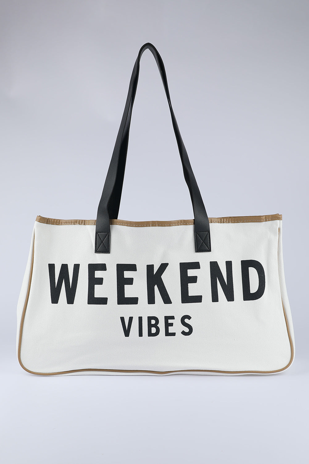 Witte WEEKEND VIBES canvas strandtas