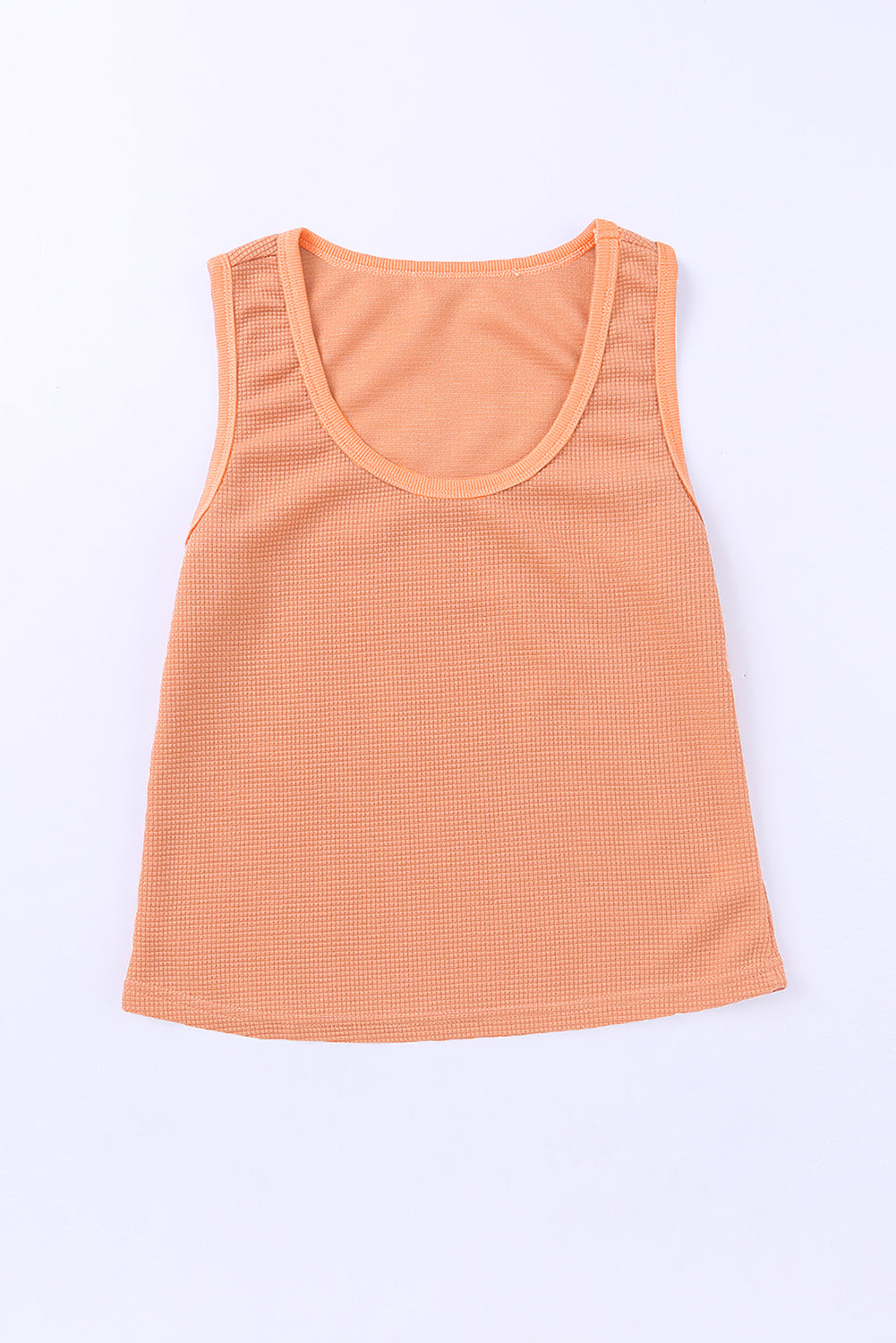 Green plain knitted U-neck tank top