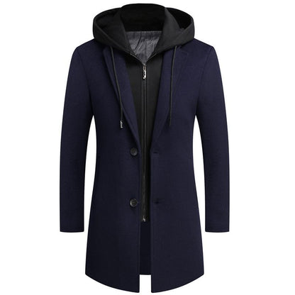 Casual Woolen Men's Coat Long | Ideal for Autumn and Winter