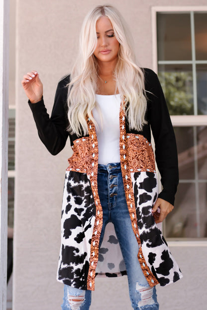 westers koeienprint patchwork vest