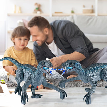 Remote Control Dinosaur Toys, Electric Walking Dinosaur Toy For Boys, Jurassic Velociraptor Toys With Realistic Simulation Sounds And Light For 3-7 Years Kids Gifts-Gray 