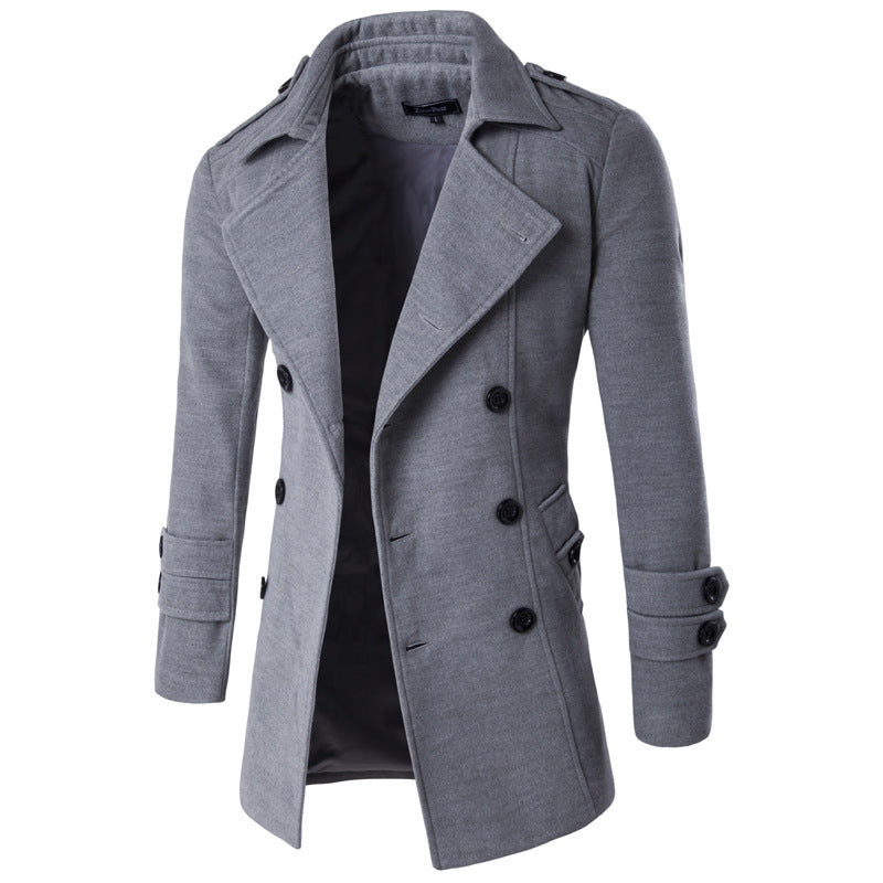 Casual Men's Long Sleeve Solid Color Coat for Fall and Winter