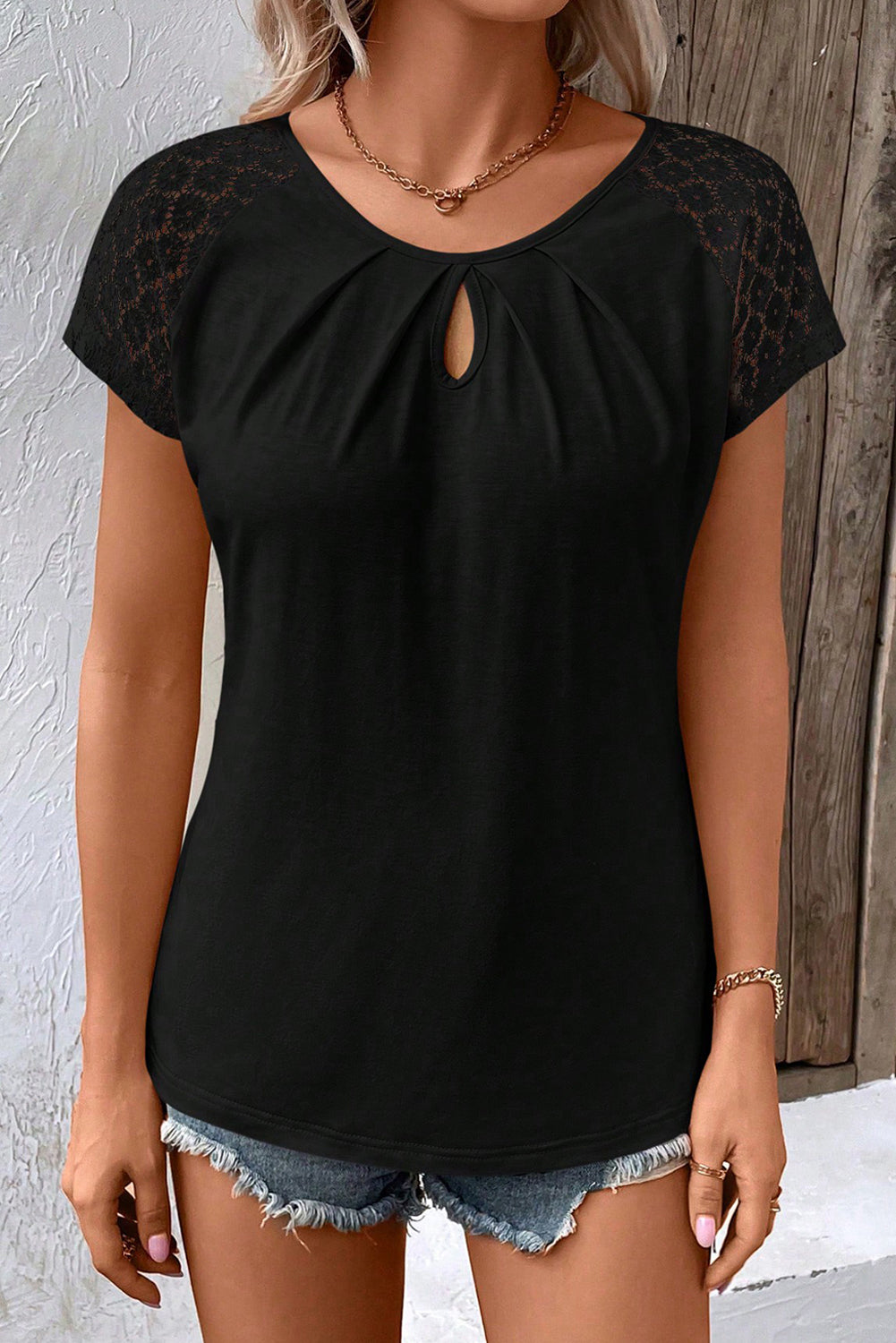 Zwarte top Lace Sleeve