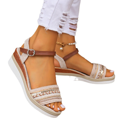 Women's sandals with thick soft sole and hemp rope edge - Stylish and comfortable