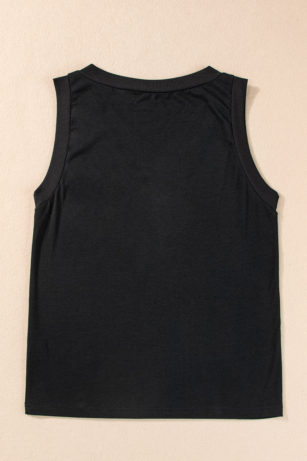 Schwarzes gestricktes Tanktop mit V-Ausschnitt