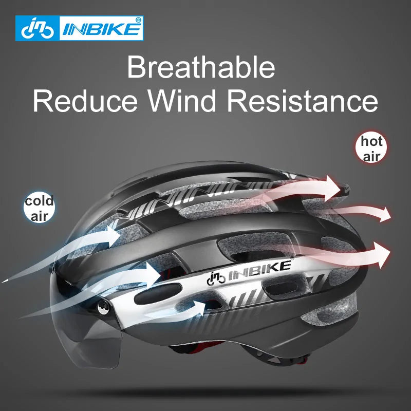 Bicycle helmet with integrated glasses