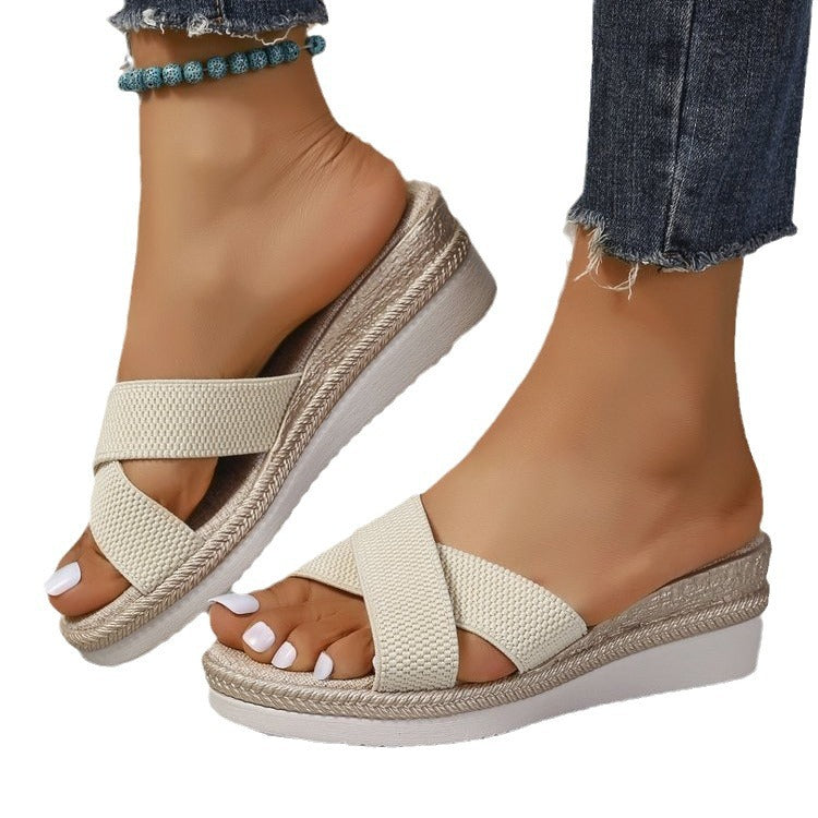 Dames sleehak zomersandalen casual open teen plateau schoenen