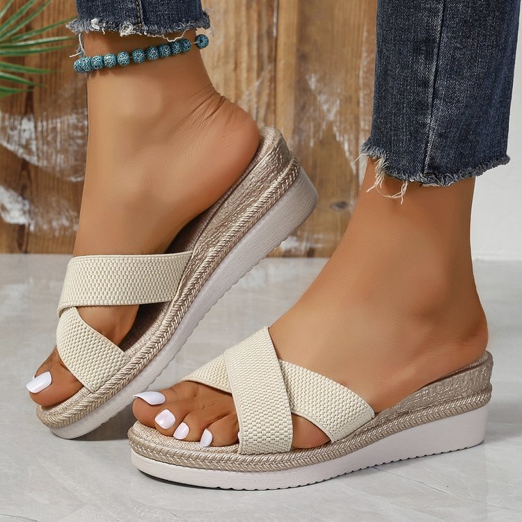 Dames sleehak zomersandalen casual open teen plateau schoenen