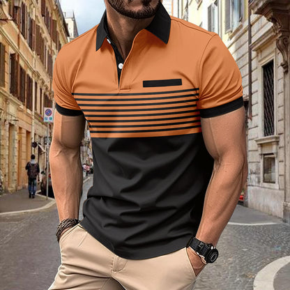 Men's casual shirt with a striped pattern and chest pocket