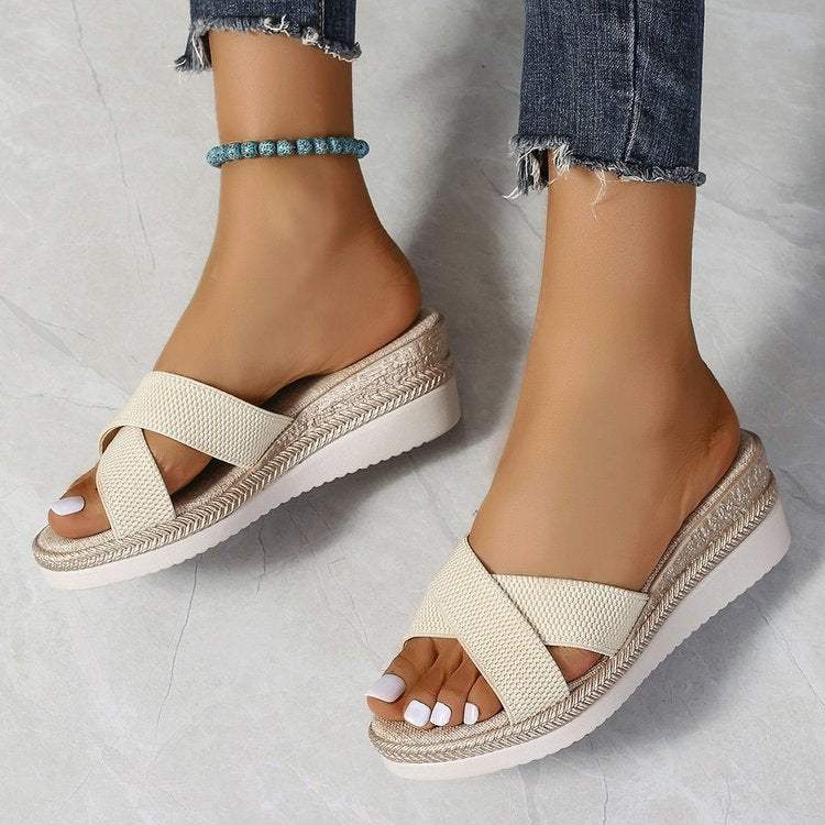 Women's wedge heel summer sandals casual open toe platform shoes