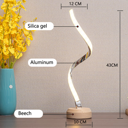 LED-Spiral-Tischlampe, moderne, gebogene Schreibtisch-Nachttischlampe