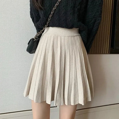 High Waist Knitted Mini Skirt