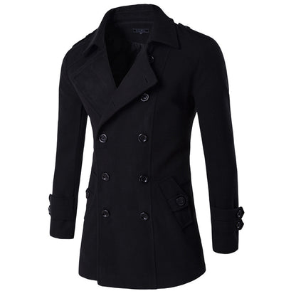 Casual Men's Long Sleeve Solid Color Coat for Fall and Winter