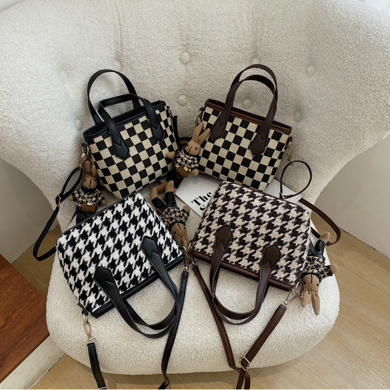 Fashionable Houndstooth Shoulder Bags