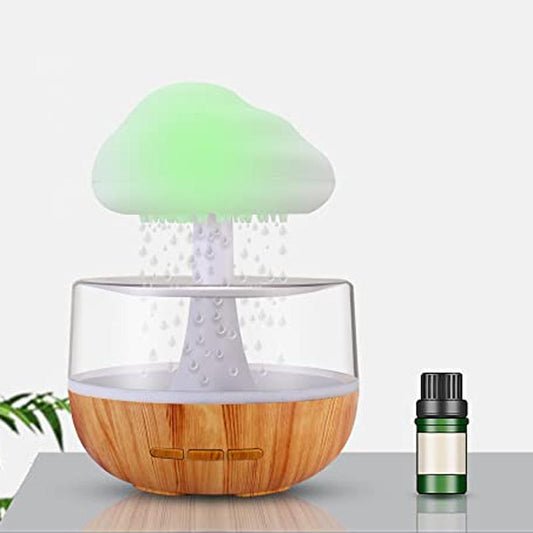 2-in-1-Schreibtisch-Luftbefeuchter, Regenwolke, Aromatherapie, ätherisches Öl, Zen-Diffusor und Regenwolke, Nachtlicht, Pilzlampe