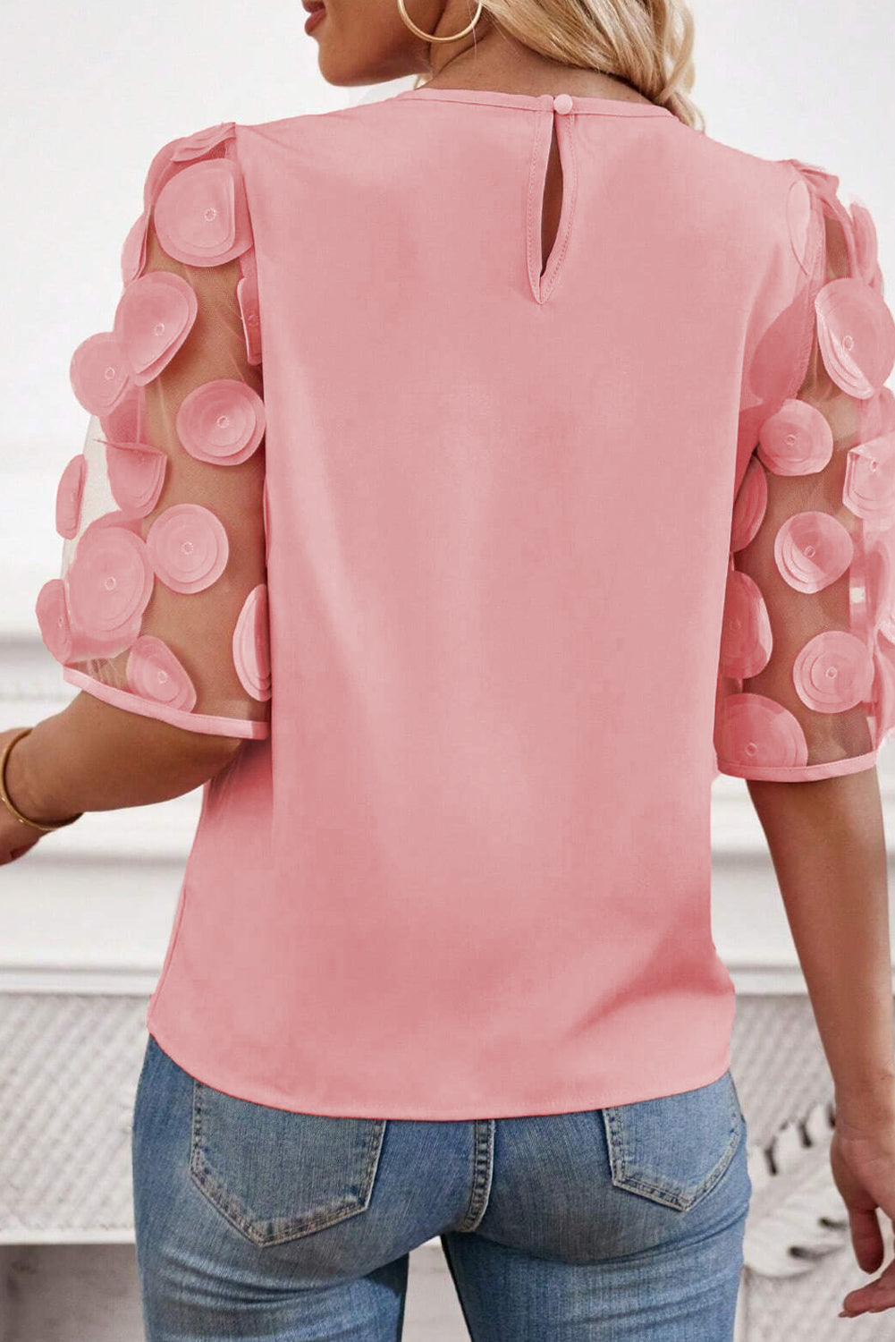 Roze mesh blouse