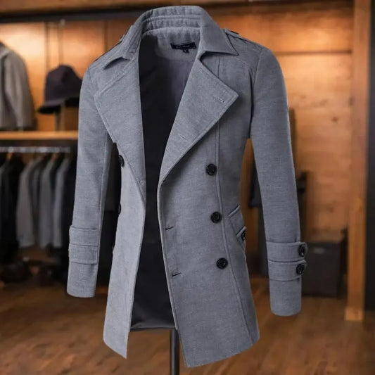 Casual Men's Long Sleeve Solid Color Coat for Fall and Winter