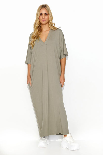 ZephyrAura Elegance Maxi jurk in meerdere kleuren - zomeroutfit met V-hals en zakken