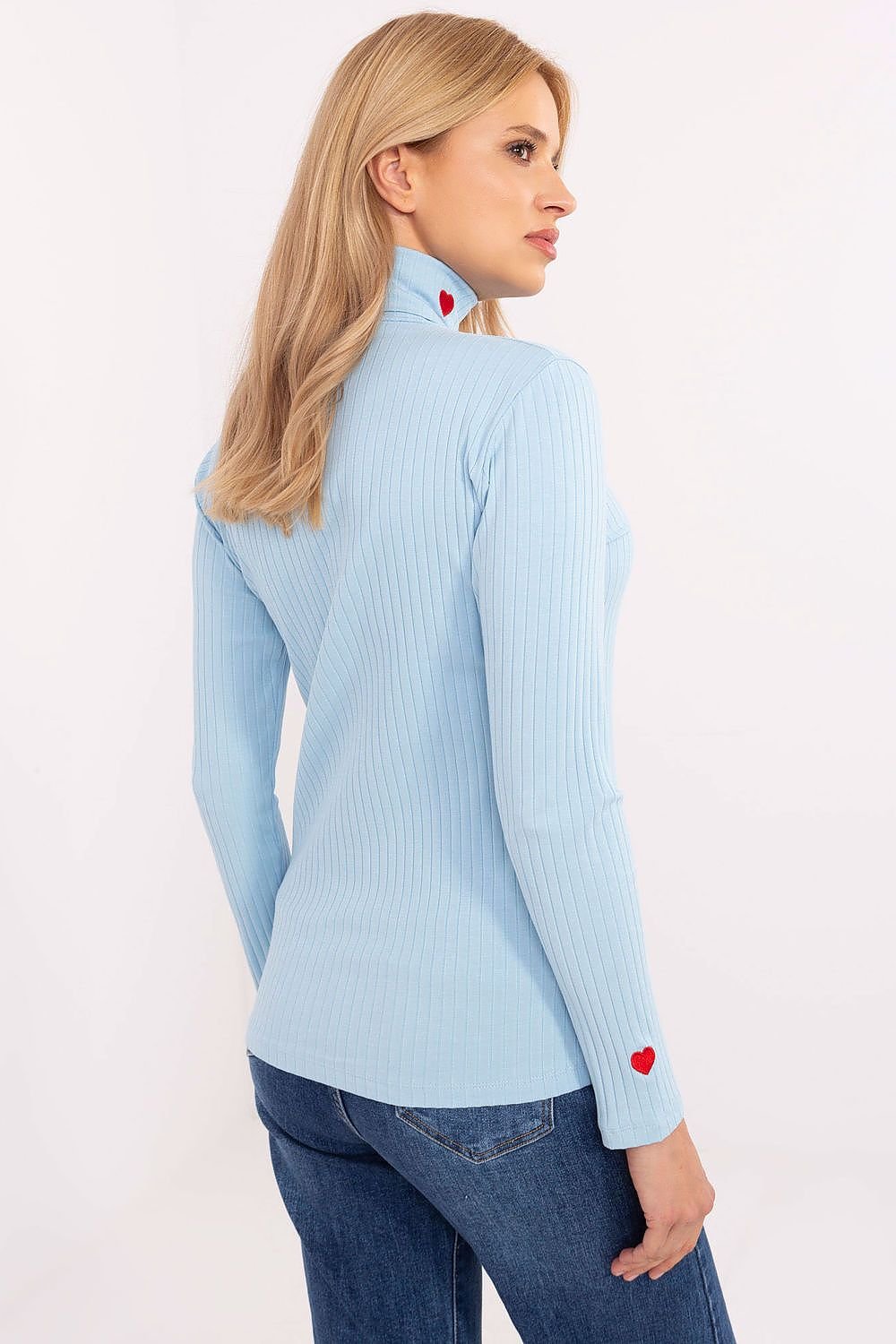 Elegance Ribbed Heart Embroidery Turtleneck – Everyday Comfort &amp; Office Style | 204438 Relevance