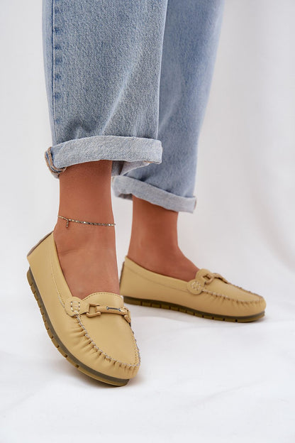 StrideCharme Moccasins – Bruin leer met ornament en dempende rubberen zool